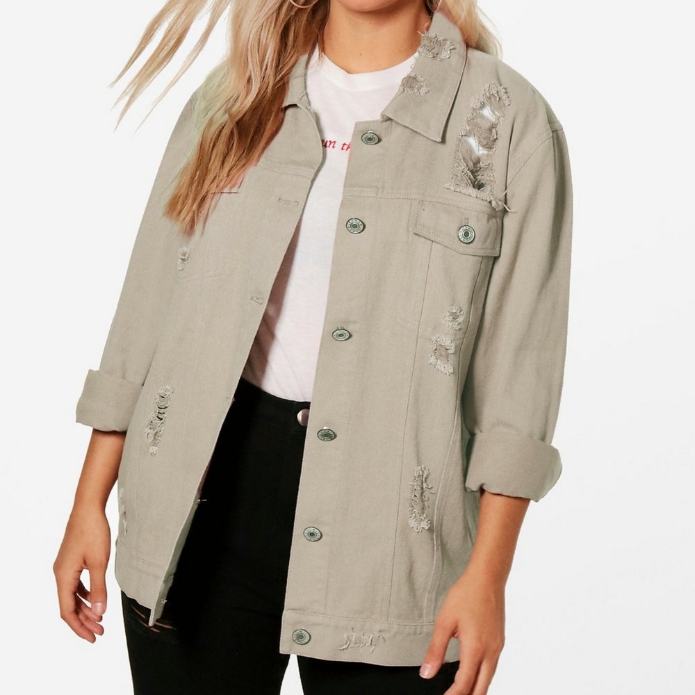 Distressed Oversized Denim Jacket